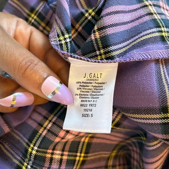 Pink & Purple J. Galt Luxury Plaid Mini Skirt // Size S - Picture 4 of 4